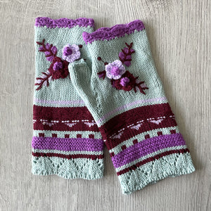 Womens Winter Fingerless Gloves Crochet Arm Warmer Flower Women Warm Gloves Woolen Handmade Gloves