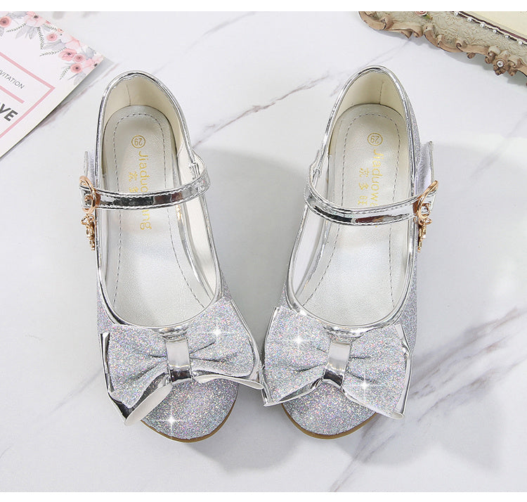 Girls' Elegant Low Heel Pumps - Bow Decorated Princess Party Shoes for Spring and Summer with Comfortable Insoles and Durable Outsoles