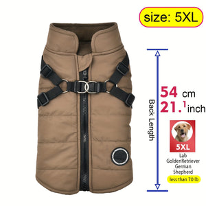Warm Padded Dog Vest with Harness for Small and Medium Dogs - Red Coat for Extra Comfort and Security Christmas Gift