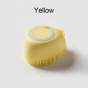Soft Dog Shampoo Massager Bath Brush with Detachable Head & Soft Bristles - Gentle Pet Grooming Shower Brush for Sensitive Light Beige, Easy-Clean Design, Multi-Color Options (Pink, Blue, Yellow, Green, Turquoise) - Bath Time