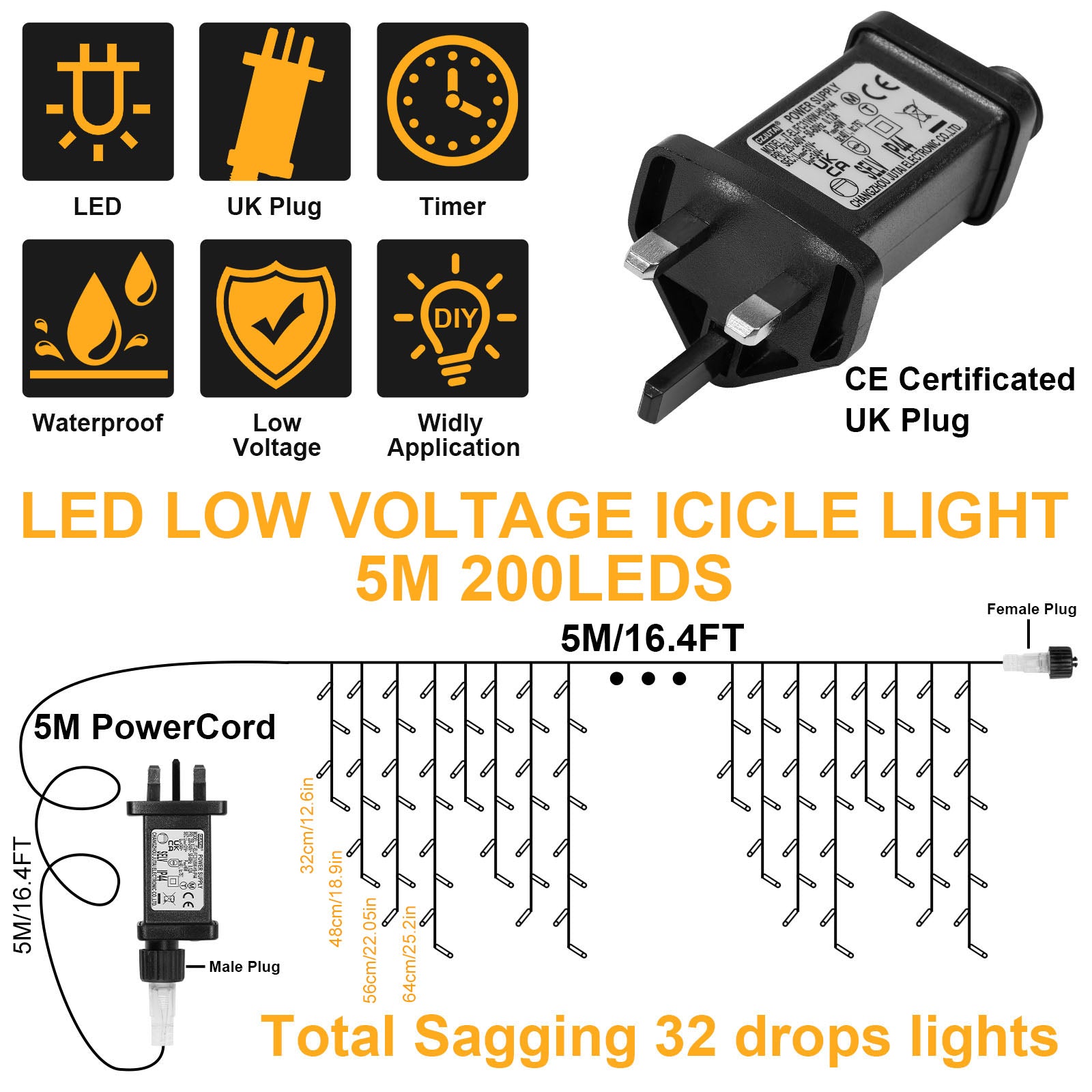 Memory LED Icicle String Lights 5/10/15M Waterproof Outdoor Christmas Fairy Lights 8 Modes Timer Xmas Newyear Decor 31V Plug