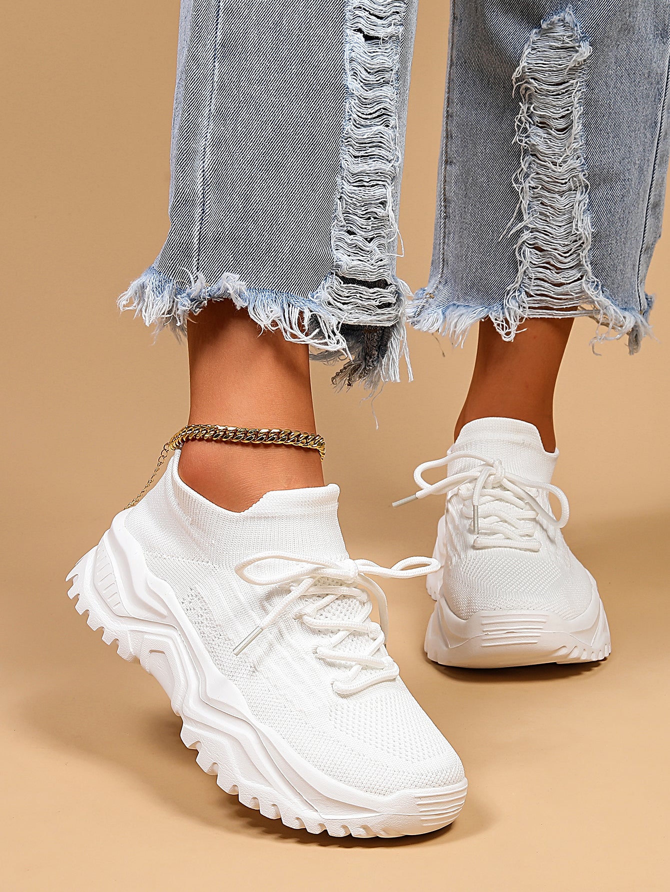 Chic Womens Breathable Knit Sneakers - Slip-On Design, Lightweight Comfort, Ideal for Casual Wear & Running