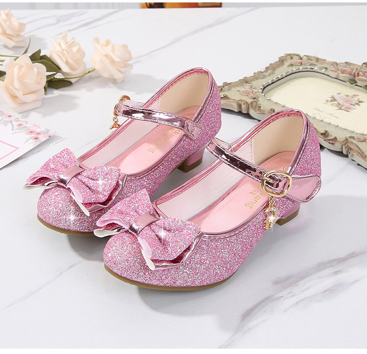 Girls' Elegant Low Heel Pumps - Bow Decorated Princess Party Shoes for Spring and Summer with Comfortable Insoles and Durable Outsoles
