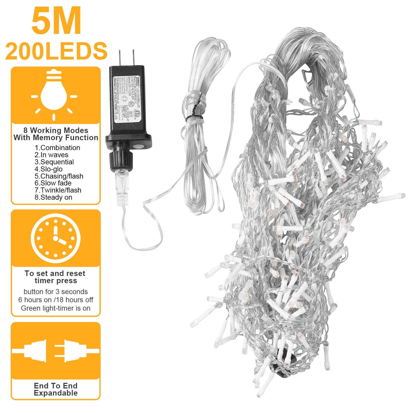 Memory LED Icicle String Lights 5/10/15M Waterproof Outdoor Christmas Fairy Lights 8 Modes Timer Xmas Newyear Decor 31V Plug