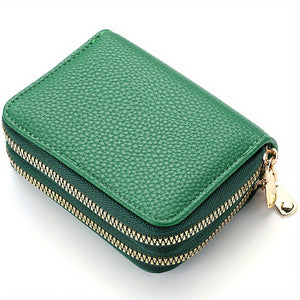 Double Zipper Wallet, Women's Short Credit Card Holder, Multifunctional Large Capacity Coin Purse
