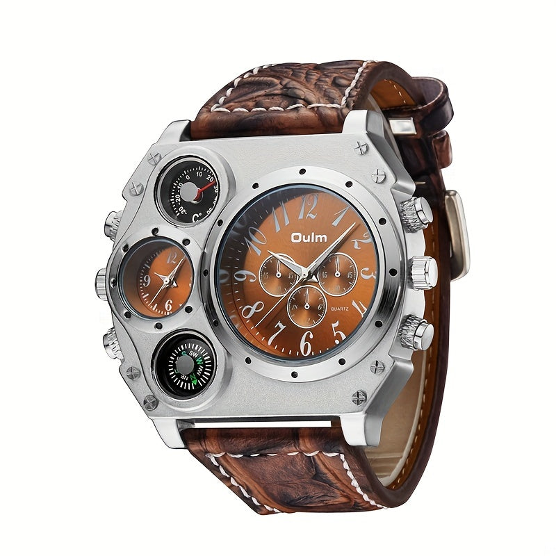 Men's Quartz Watch, Multi Dial With Compass, Casual Watch For Men, Ideal choice for Gifts