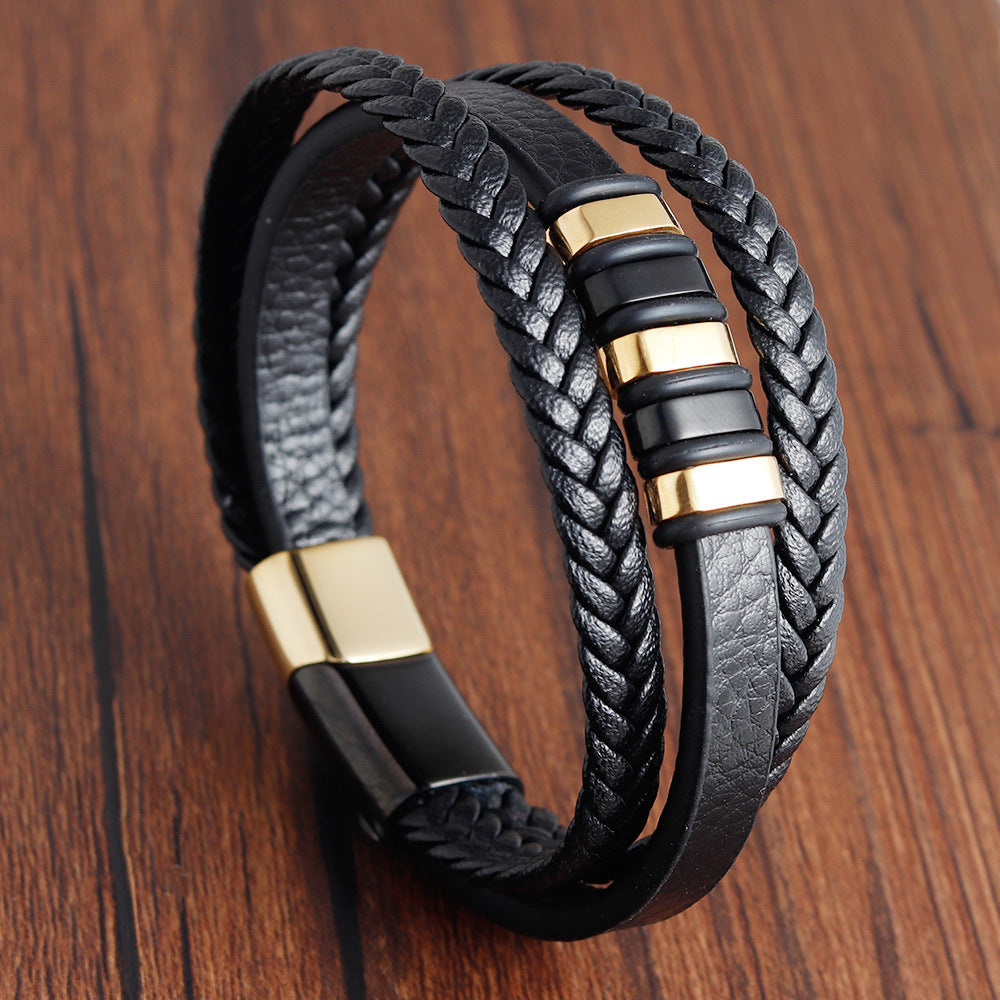 New Fashion Trendy Men's Simple Braided Multi-Layer Bracelet Jewelry, Bracelet For Men High Quality
