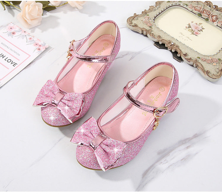 Girls' Elegant Low Heel Pumps - Bow Decorated Princess Party Shoes for Spring and Summer with Comfortable Insoles and Durable Outsoles