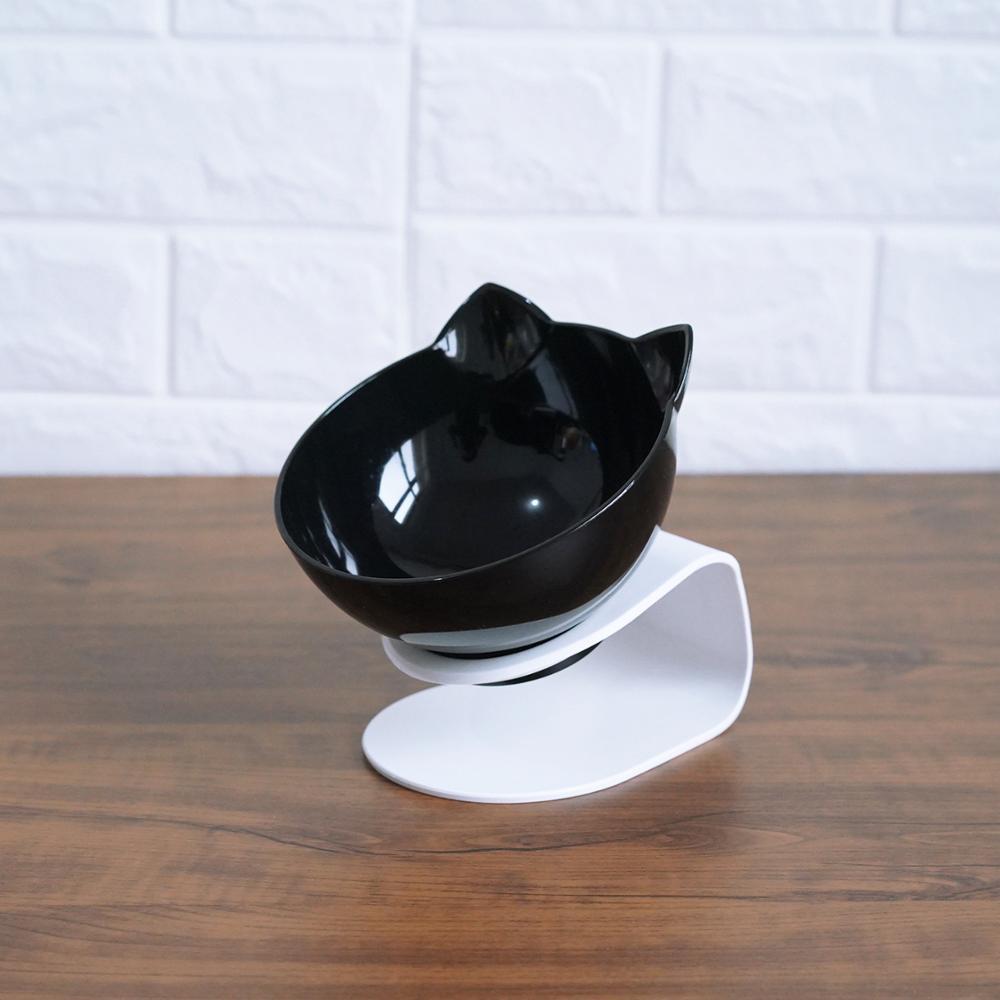 New Inclined Food Cat Ear Oblique Mouth Transparent Single Pet Bowl - You Offer
