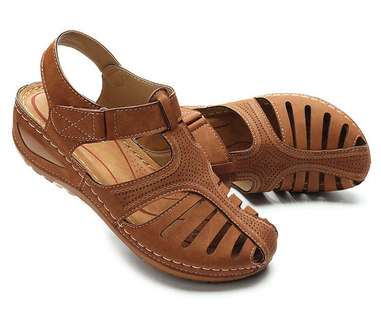 Women's Wedge Heeled Sandals, Platform Solid Color Ankle Strap Round Toe Sandals, Women's Summer Shoes