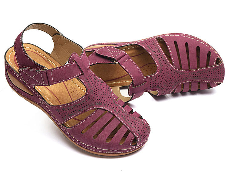 Women's Wedge Heeled Sandals, Platform Solid Color Ankle Strap Round Toe Sandals, Women's Summer Shoes