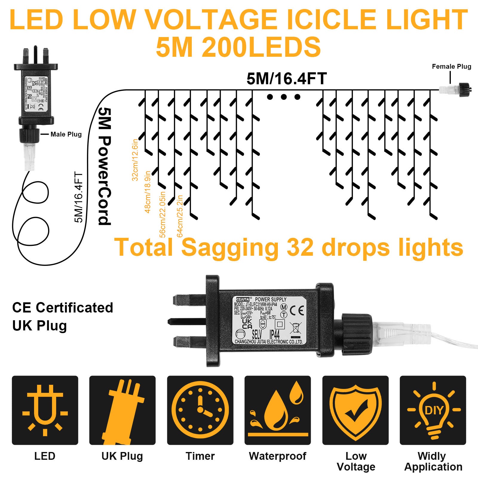 Memory LED Icicle String Lights 5/10/15M Waterproof Outdoor Christmas Fairy Lights 8 Modes Timer Xmas Newyear Decor 31V Plug
