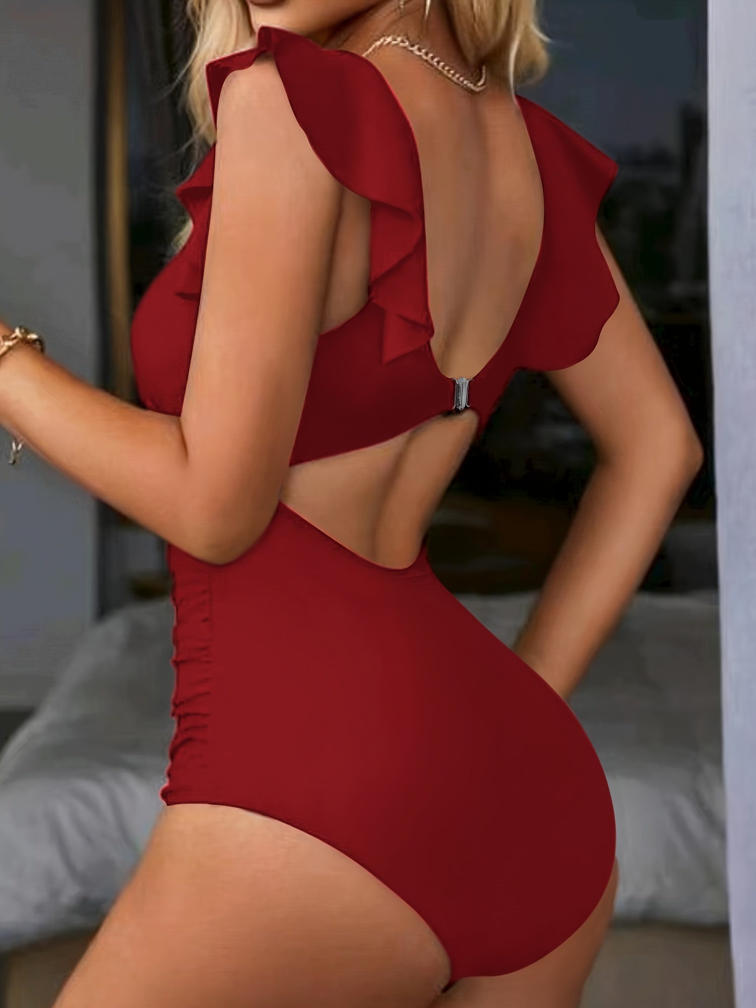 New High-End Fashion Sexy One-Piece Printed Hot Spring Swimming Swimsuit for Women