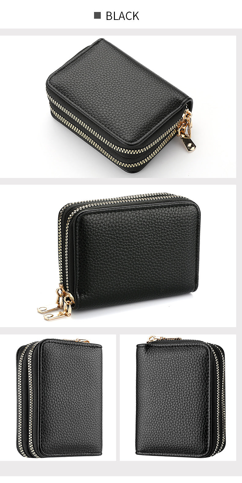 Double Zipper Wallet, Women's Short Credit Card Holder, Multifunctional Large Capacity Coin Purse