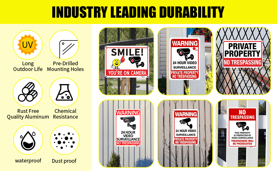 4pcs Private Property No Trespassing Sign Metal Signs 10"x7" Rust Free Aluminum, Indoor & Outdoor Use