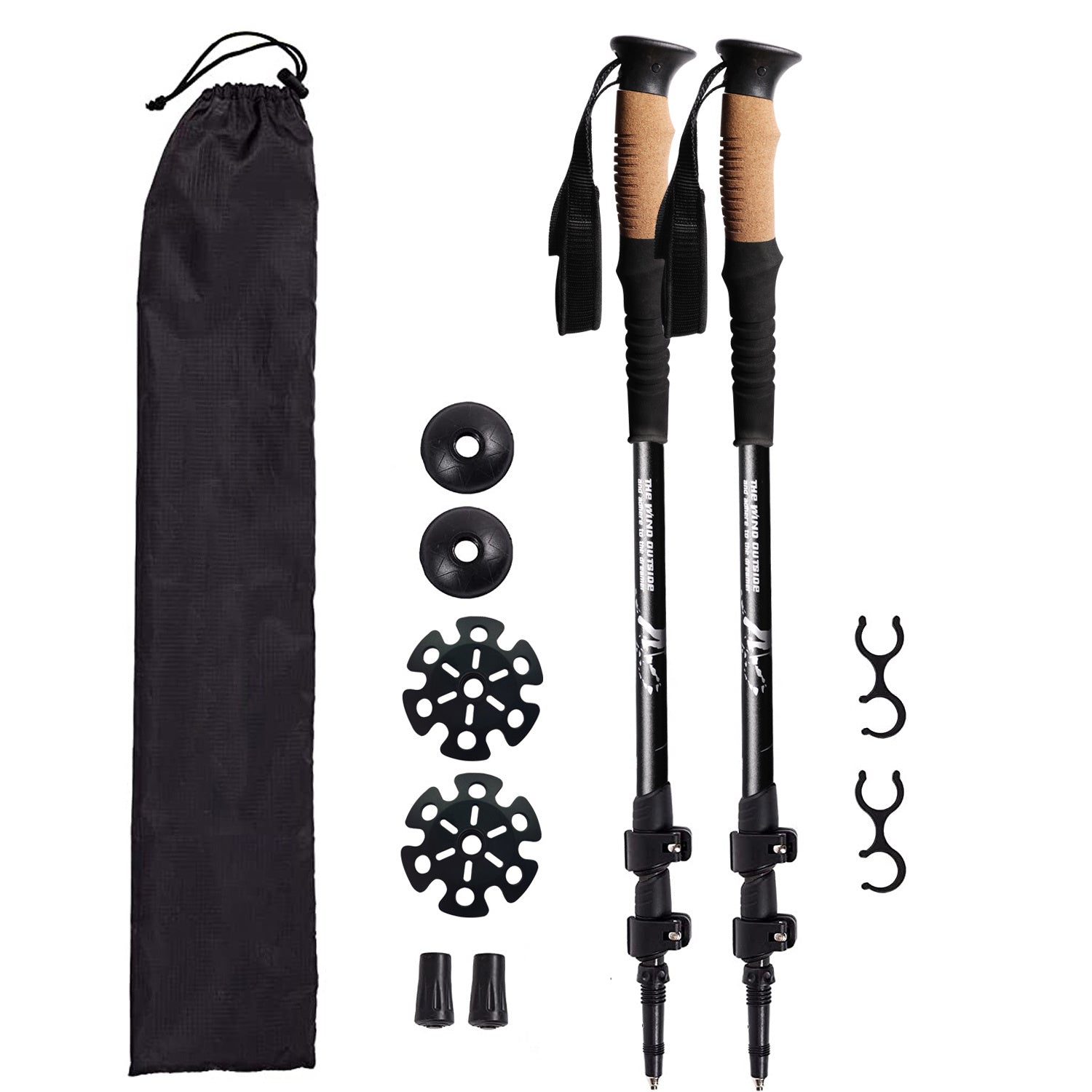 2pcs Durable Telescopic Multifunctional Aluminum Trekking Pole - Perfect for Mountaineering, Hiking, Camping, Fishing & Outdoor Activities!