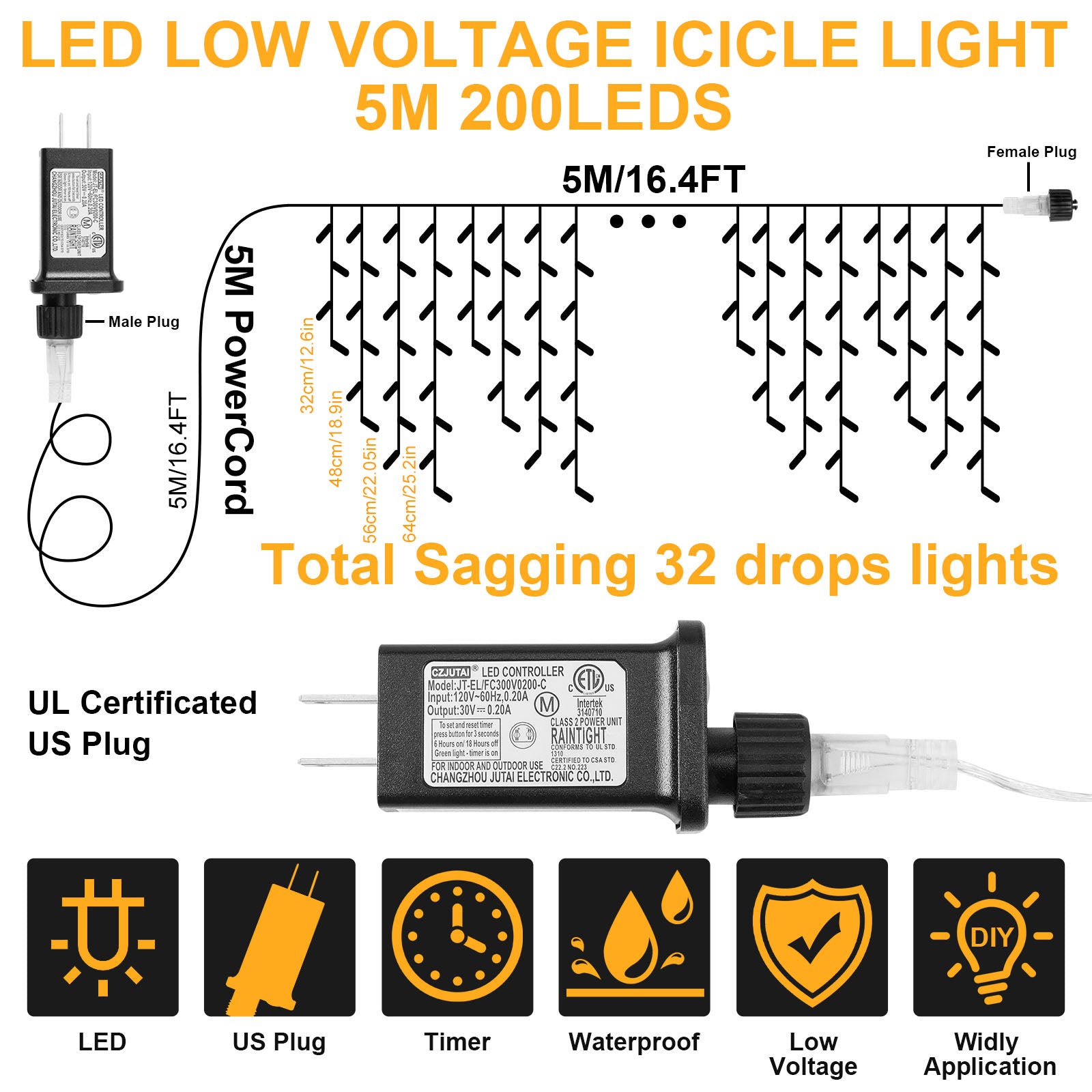 Memory LED Icicle String Lights 5/10/15M Waterproof Outdoor Christmas Fairy Lights 8 Modes Timer Xmas Newyear Decor 31V Plug