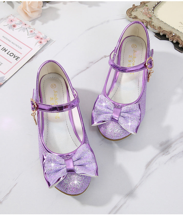 Girls' Elegant Low Heel Pumps - Bow Decorated Princess Party Shoes for Spring and Summer with Comfortable Insoles and Durable Outsoles