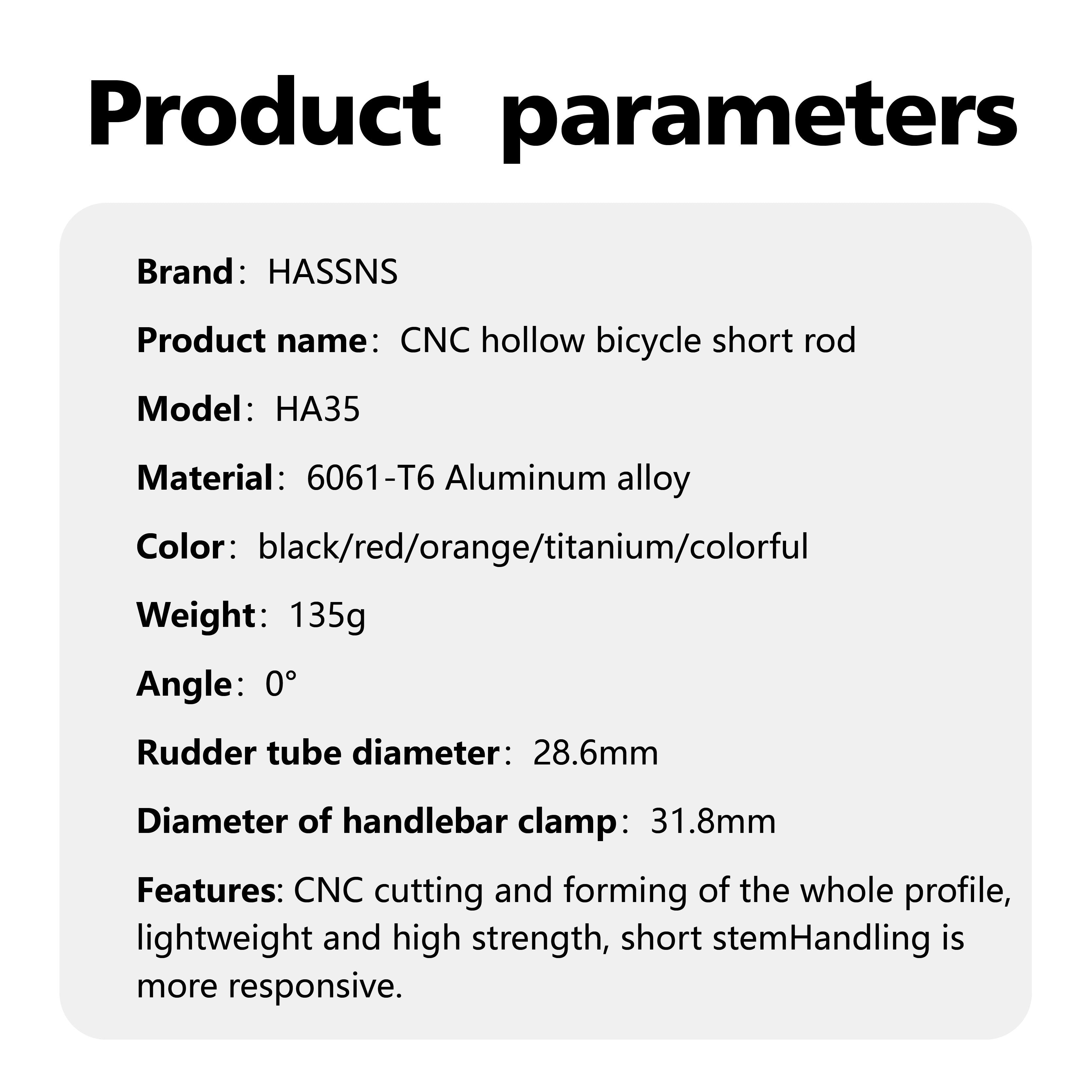 HASSNS Ultra-Light Hollow CNC Aluminum Alloy 35mm Mountain Bike Stem - Enhance Your Cycling Performance with Lightweight and Durable Handlebar Accessory