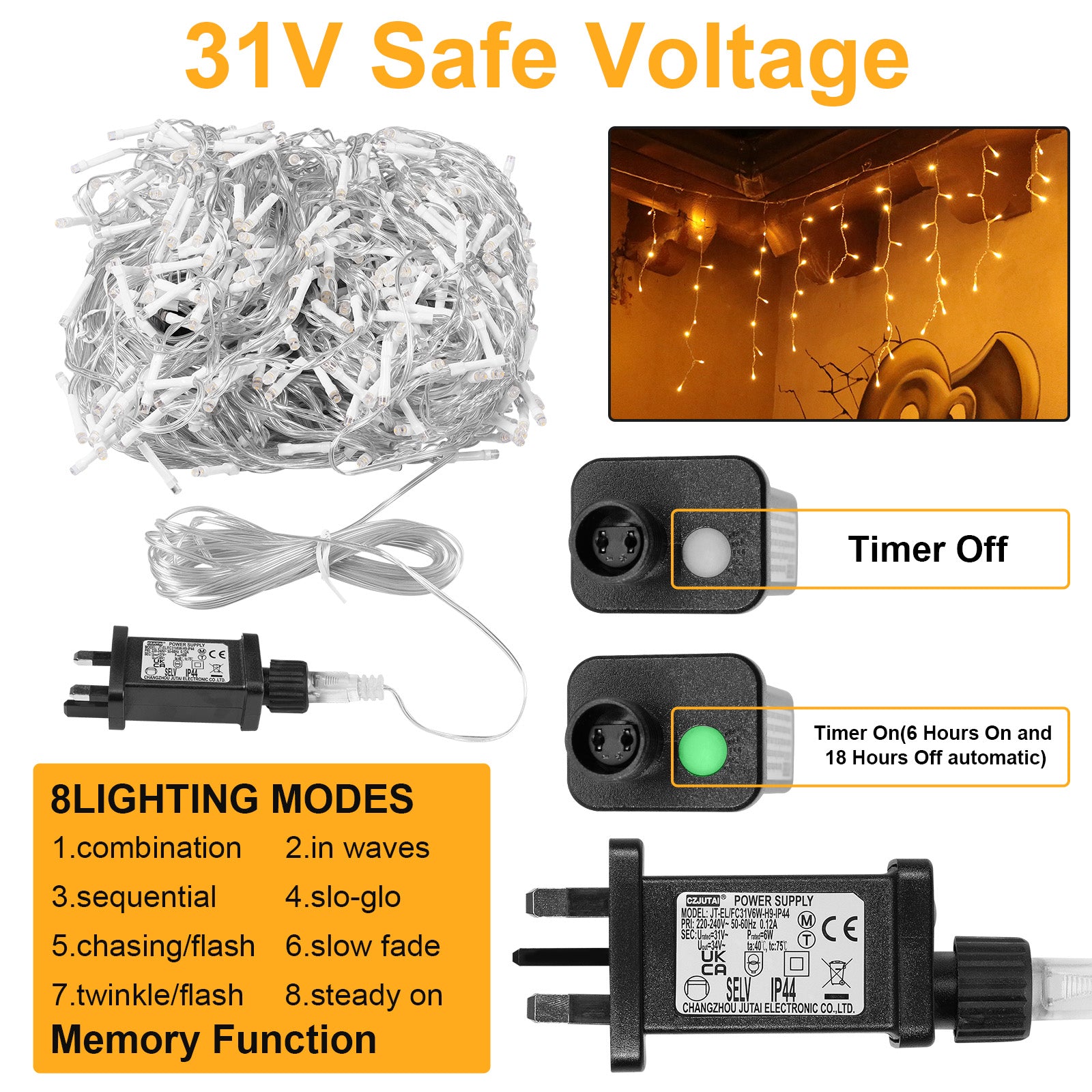 Memory LED Icicle String Lights 5/10/15M Waterproof Outdoor Christmas Fairy Lights 8 Modes Timer Xmas Newyear Decor 31V Plug