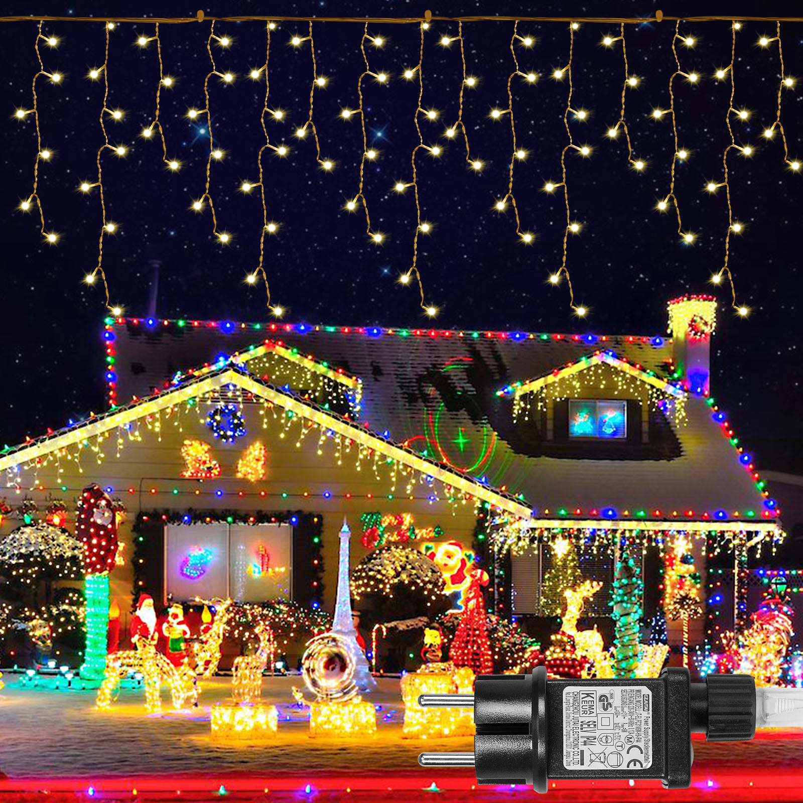 Memory LED Icicle String Lights 5/10/15M Waterproof Outdoor Christmas Fairy Lights 8 Modes Timer Xmas Newyear Decor 31V Plug
