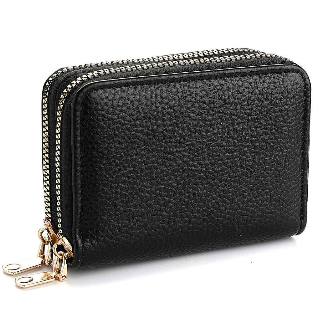 Double Zipper Wallet, Women's Short Credit Card Holder, Multifunctional Large Capacity Coin Purse
