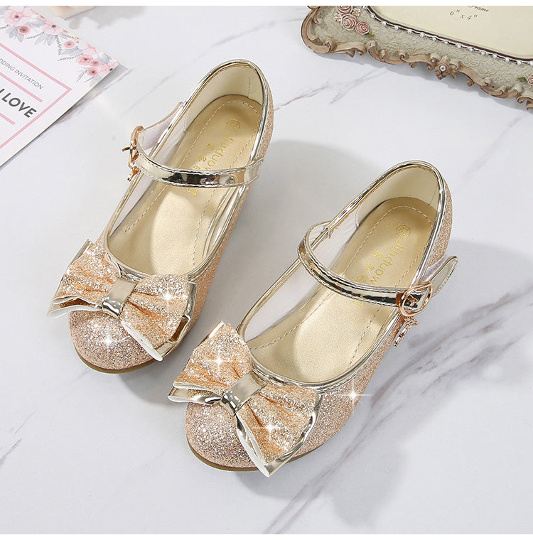 Girls' Elegant Low Heel Pumps - Bow Decorated Princess Party Shoes for Spring and Summer with Comfortable Insoles and Durable Outsoles