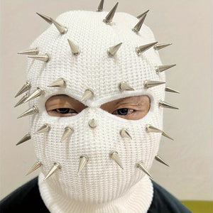 Street heavy industry bullet personality hip-hop rock punk style three-hole knitted headgear trendy net red masked hat