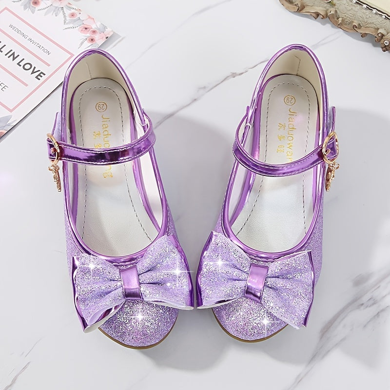 Girls' Elegant Low Heel Pumps - Bow Decorated Princess Party Shoes for Spring and Summer with Comfortable Insoles and Durable Outsoles