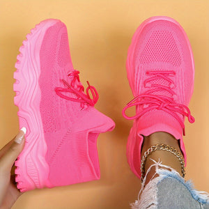 Chic Womens Breathable Knit Sneakers - Slip-On Design, Lightweight Comfort, Ideal for Casual Wear & Running