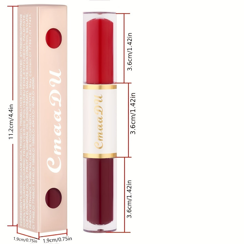 Double Ended Lip Gloss, Matte Velvet Satin Texture, Vivid Color Rendering Lip Glaze Long Lasting Waterproof Liquid Lipsticks ( 8 Colors ) Valentine's Day Gifts