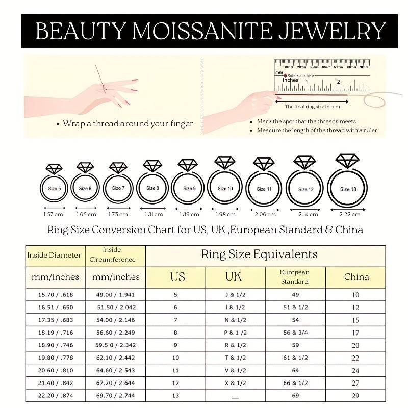 Moissanite Engagement Ring 925 Sterling Silver Finger Ring Eternity CZ Small Engagement Ring