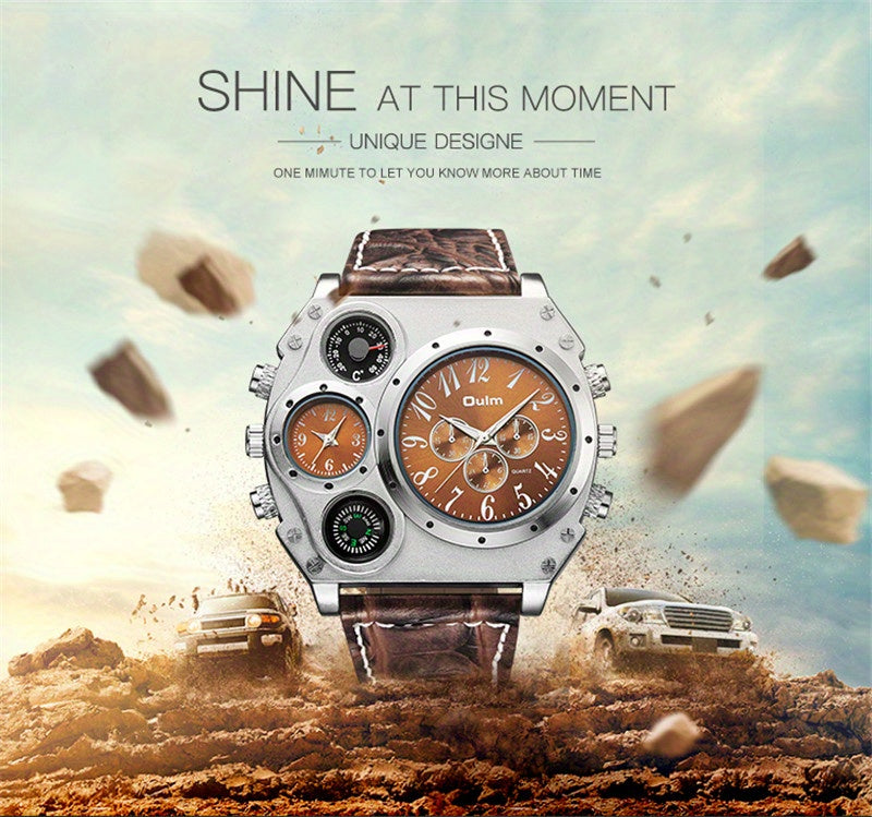 Men's Quartz Watch, Multi Dial With Compass, Casual Watch For Men, Ideal choice for Gifts
