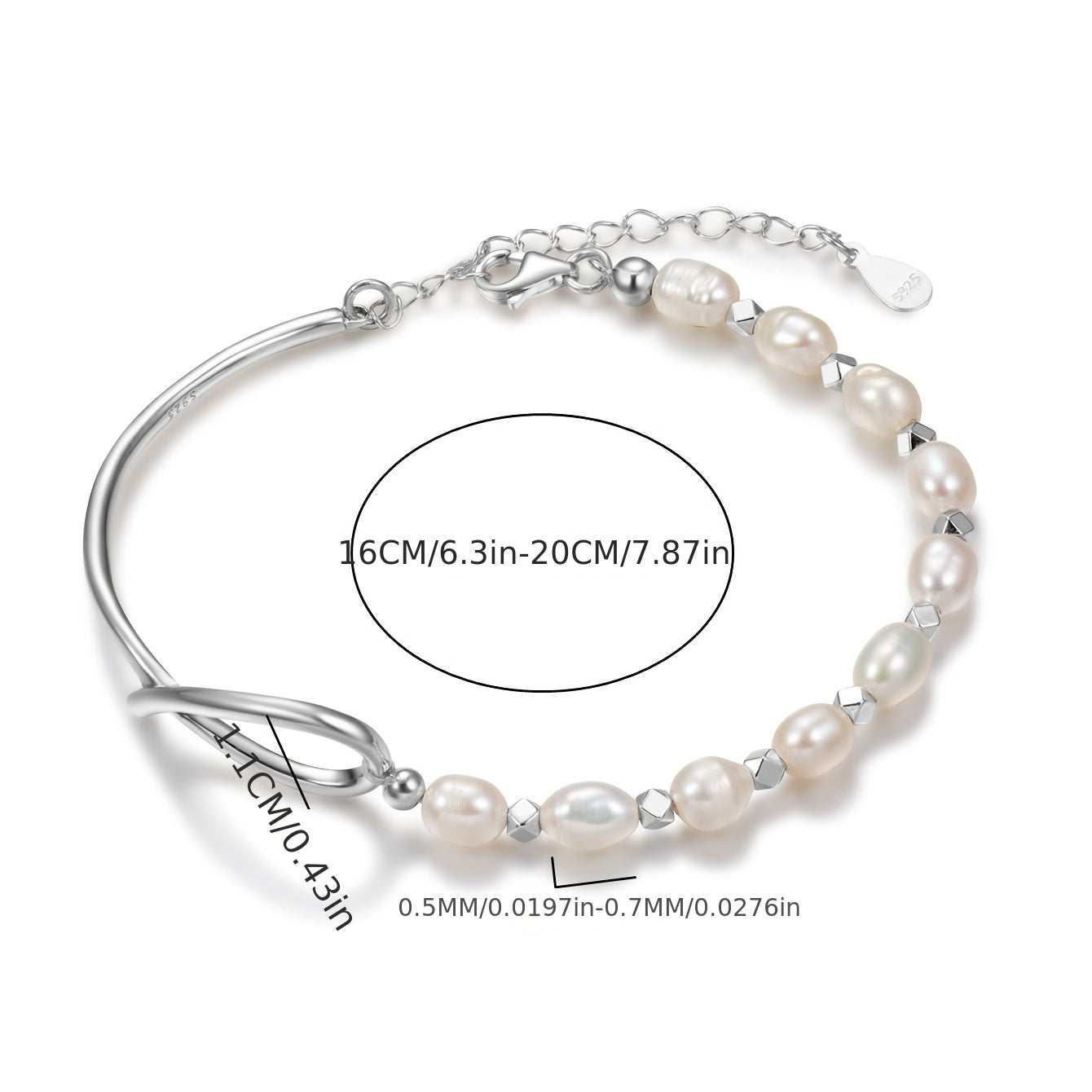 925 Sterling Silver Bracelet For Women Natural Pearl Bangle Elegant Decor Bracelet For Wedding