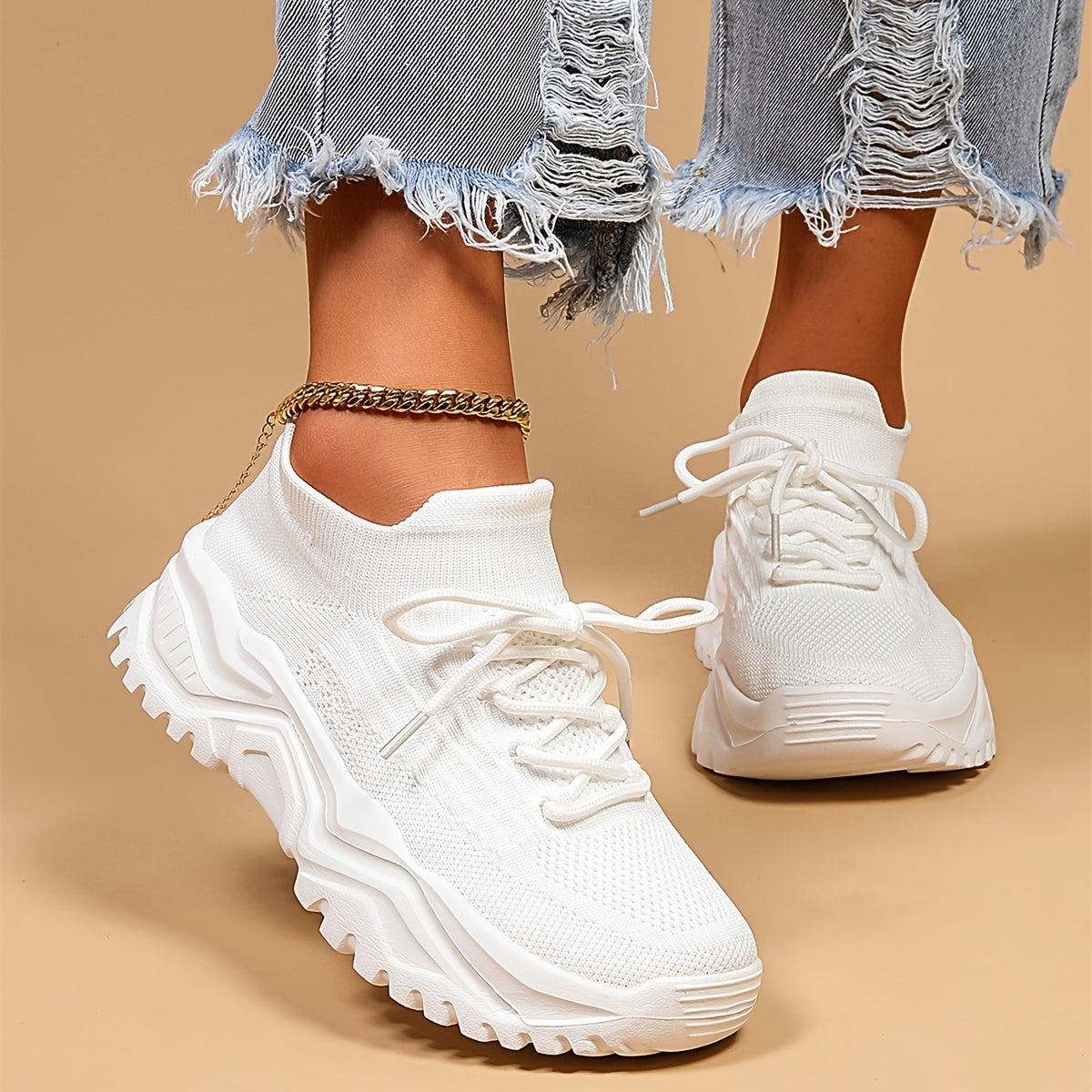 Chic Womens Breathable Knit Sneakers - Slip-On Design, Lightweight Comfort, Ideal for Casual Wear & Running