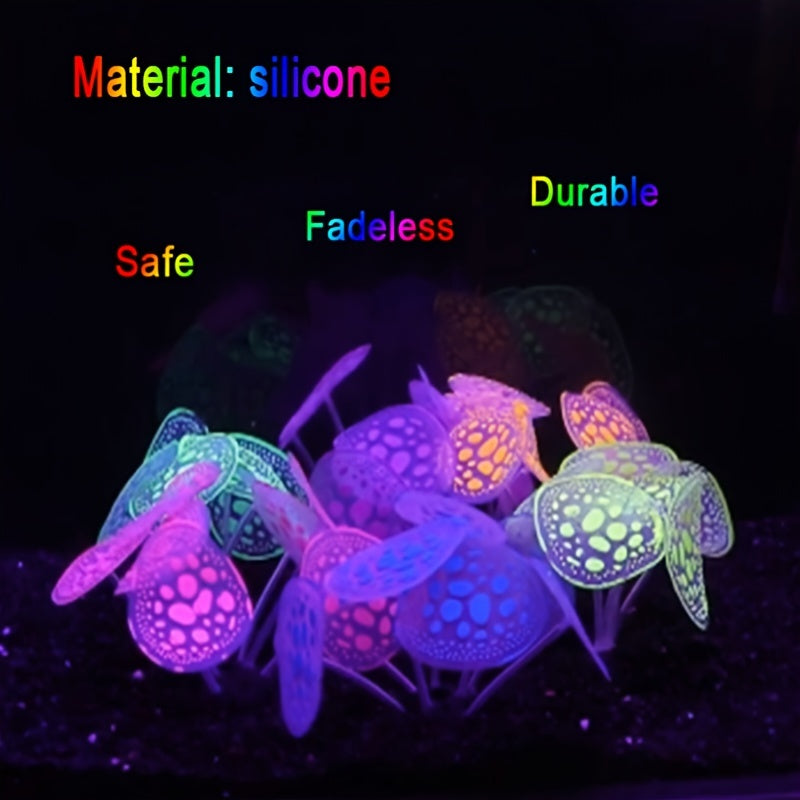4pcs Glowing Aquarium Plants - Silicone Coral, Mushroom, Sea Anemone & Grass Decorations