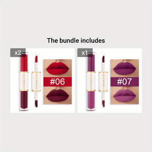 Double Ended Lip Gloss, Matte Velvet Satin Texture, Vivid Color Rendering Lip Glaze Long Lasting Waterproof Liquid Lipsticks ( 8 Colors ) Valentine's Day Gifts