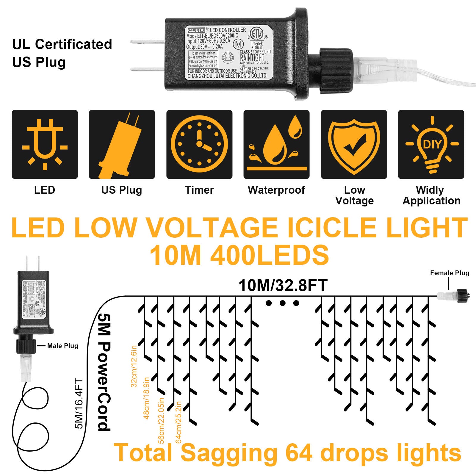 Memory LED Icicle String Lights 5/10/15M Waterproof Outdoor Christmas Fairy Lights 8 Modes Timer Xmas Newyear Decor 31V Plug
