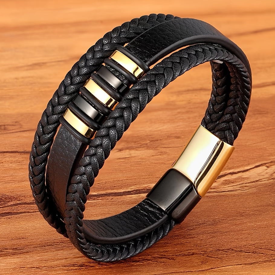 New Fashion Trendy Men's Simple Braided Multi-Layer Bracelet Jewelry, Bracelet For Men High Quality