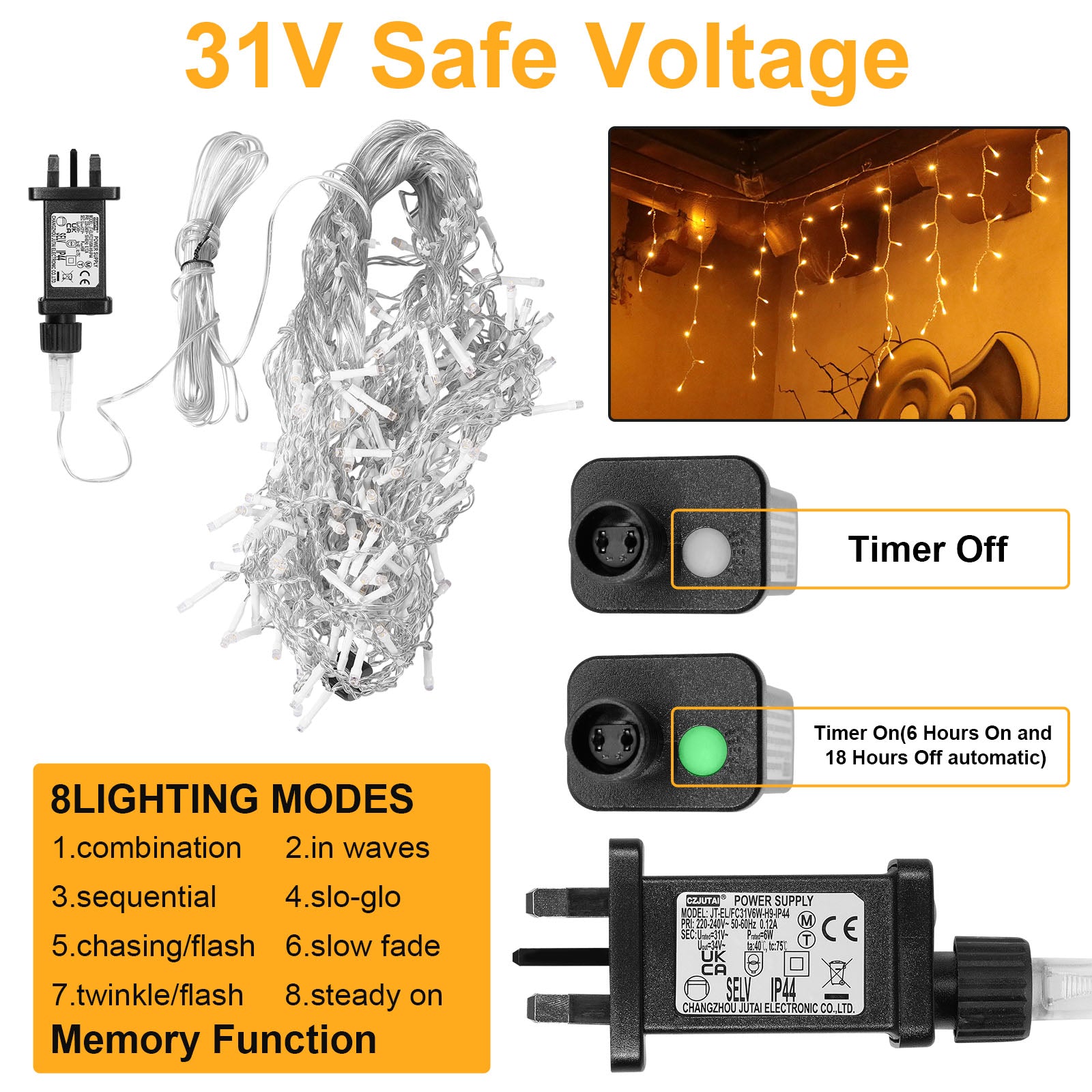 Memory LED Icicle String Lights 5/10/15M Waterproof Outdoor Christmas Fairy Lights 8 Modes Timer Xmas Newyear Decor 31V Plug