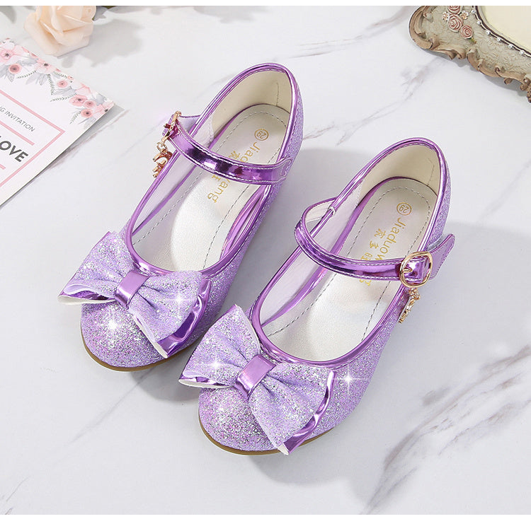 Girls' Elegant Low Heel Pumps - Bow Decorated Princess Party Shoes for Spring and Summer with Comfortable Insoles and Durable Outsoles