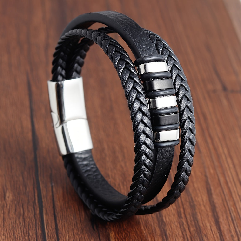 New Fashion Trendy Men's Simple Braided Multi-Layer Bracelet Jewelry, Bracelet For Men High Quality