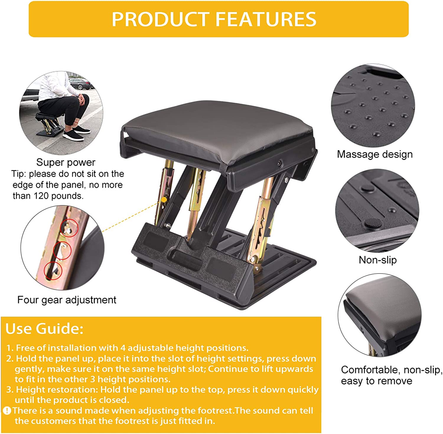 Ergonomic Adjustable Footrest - Height Customizable, Tilt Function, Breathable Mesh, Sturdy Construction, Perfect for Office, Home, and Gaming Use