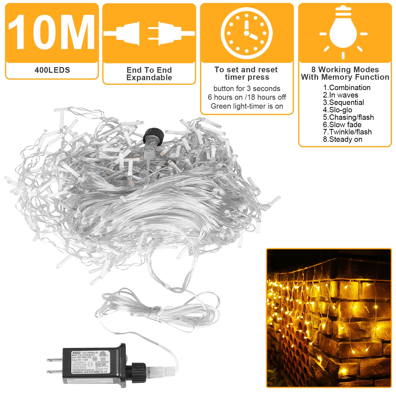 Memory LED Icicle String Lights 5/10/15M Waterproof Outdoor Christmas Fairy Lights 8 Modes Timer Xmas Newyear Decor 31V Plug