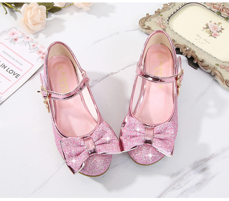 Girls' Elegant Low Heel Pumps - Bow Decorated Princess Party Shoes for Spring and Summer with Comfortable Insoles and Durable Outsoles