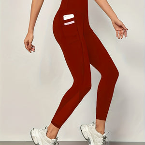 High Waist Mesh Stitching Women's Yoga Leggings With Side Pockets For Fitness & Gym Sports Activewear