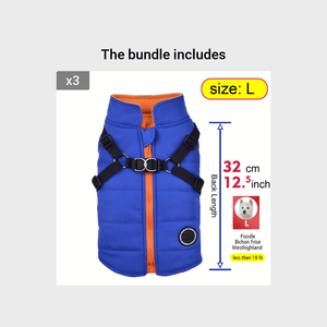 Warm Padded Dog Vest with Harness for Small and Medium Dogs - Red Coat for Extra Comfort and Security Christmas Gift