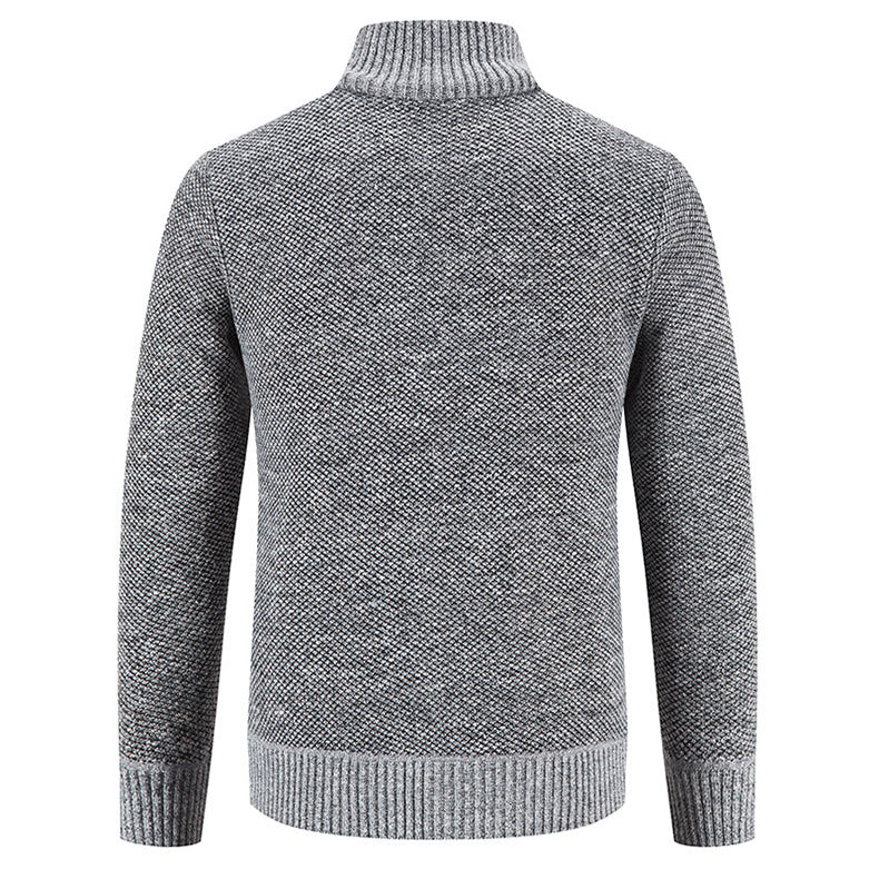 Loldeal Men'S Stand Collar Diamond Plaid Cardigan - Thick Warm Knit Open Front Sweater with Pockets, Solid Color Casual Fall/Winter Layering Essential, Cozy Clothing, Stylish Cardigan, Durable Construction, Warm Knitwear