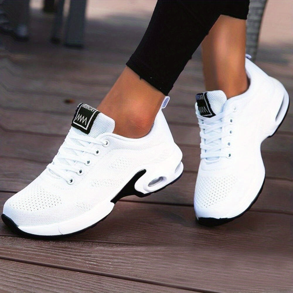 Lightweight Mesh Lace Up Women's Fashion Sneakers, Air Cushion Running Sports Shoes