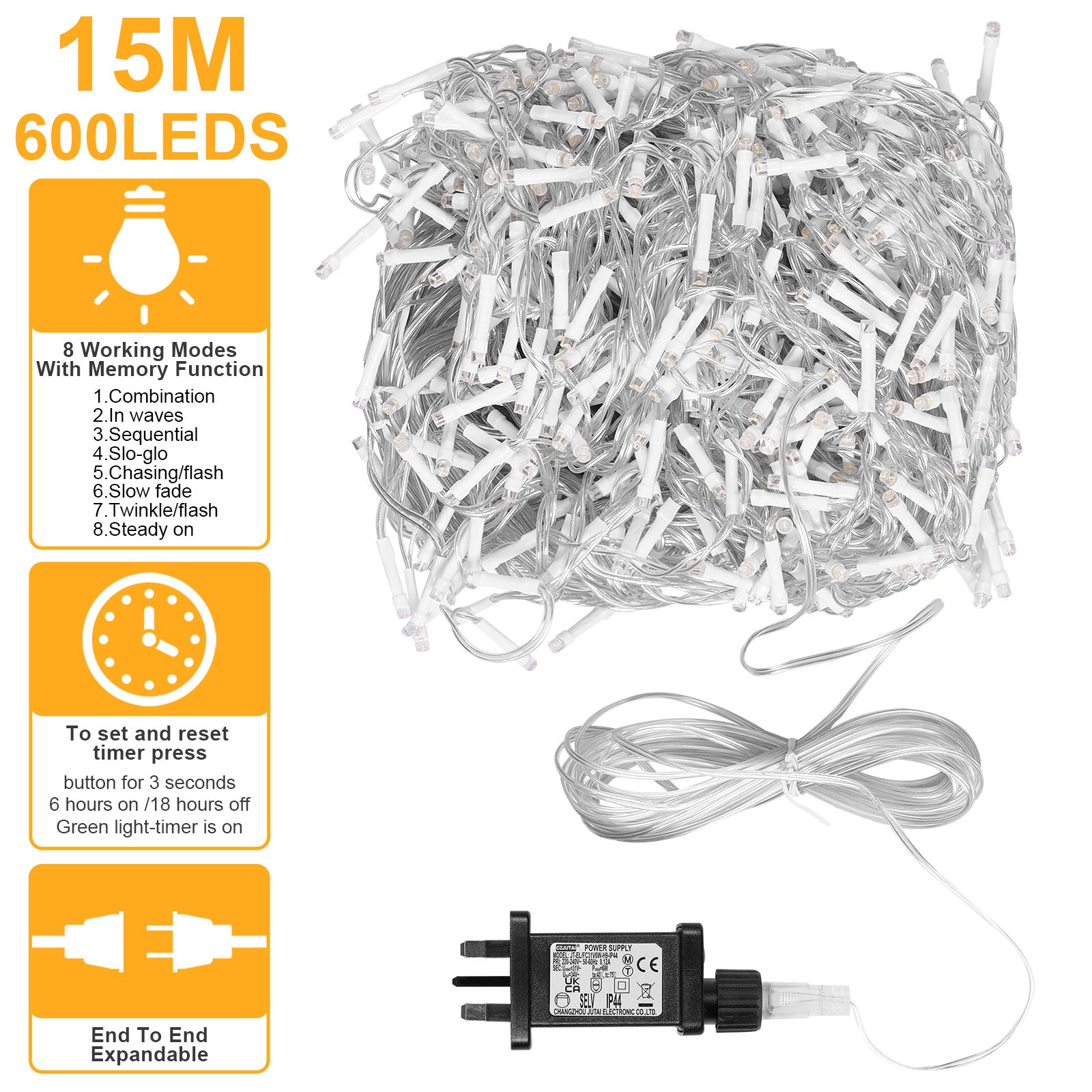 Memory LED Icicle String Lights 5/10/15M Waterproof Outdoor Christmas Fairy Lights 8 Modes Timer Xmas Newyear Decor 31V Plug